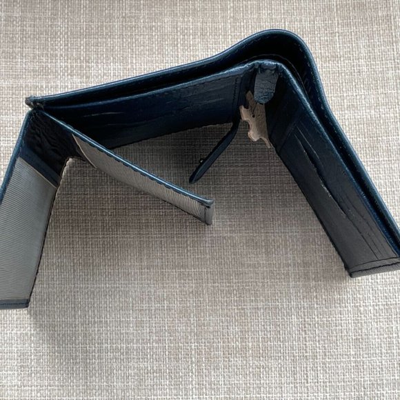 Genuine Blue Leather Wallet Multi Card Holder Handmade Bifold Men Wallet Purse - Picture 5 of 12